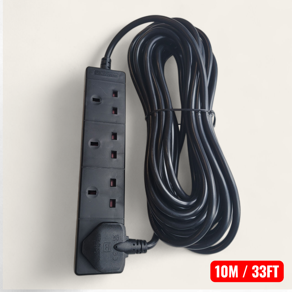 4 Way Socket Power Extension Cable 10M / 33FT