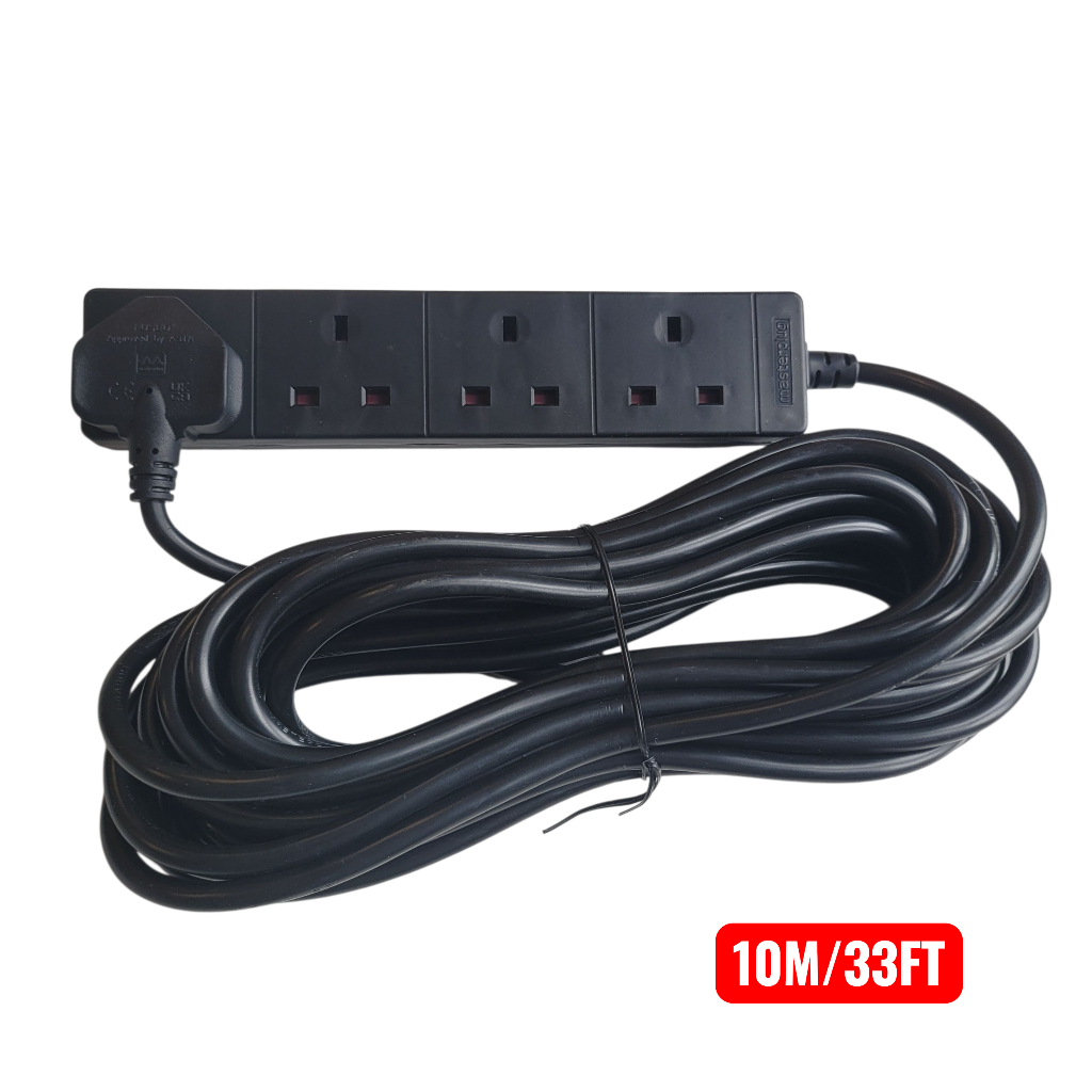 4 Way Socket Power Extension Cable 10M / 33FT