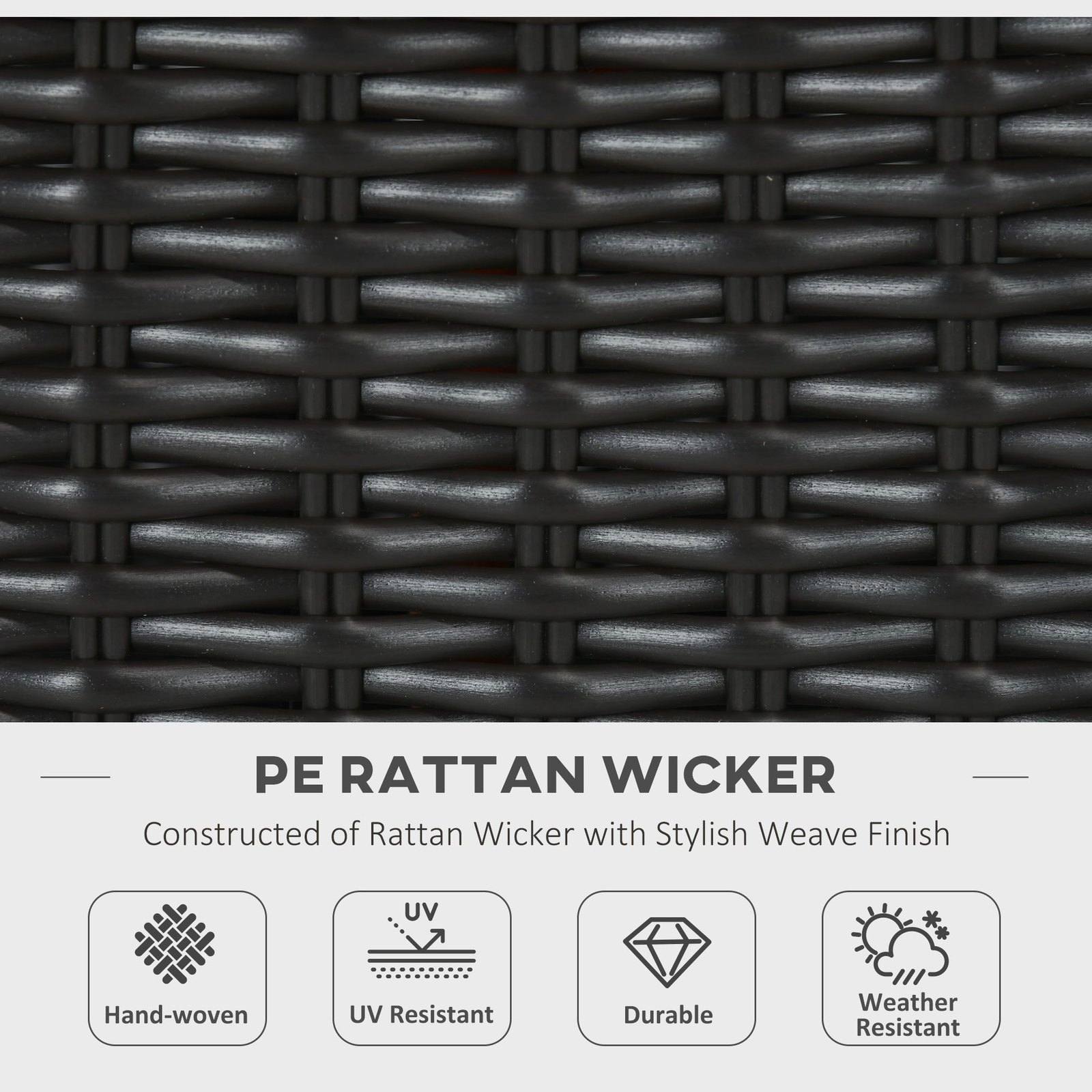 Black Outdoor Stylish Rattan Gas Powered Fire Pit Table