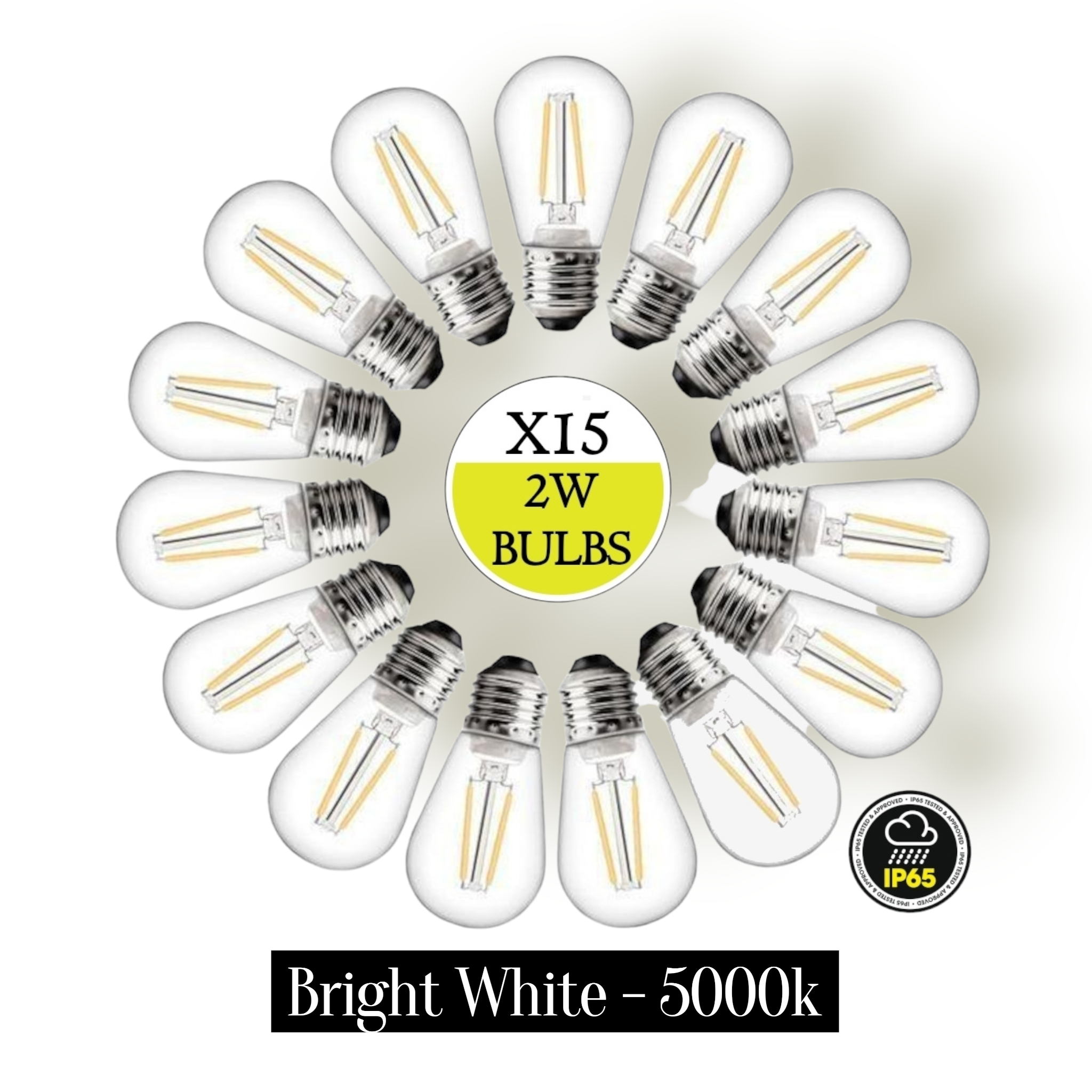 15 Pack Bright White Spare 2W Outdoor Elite Festoon Waterproof LED Bulbs