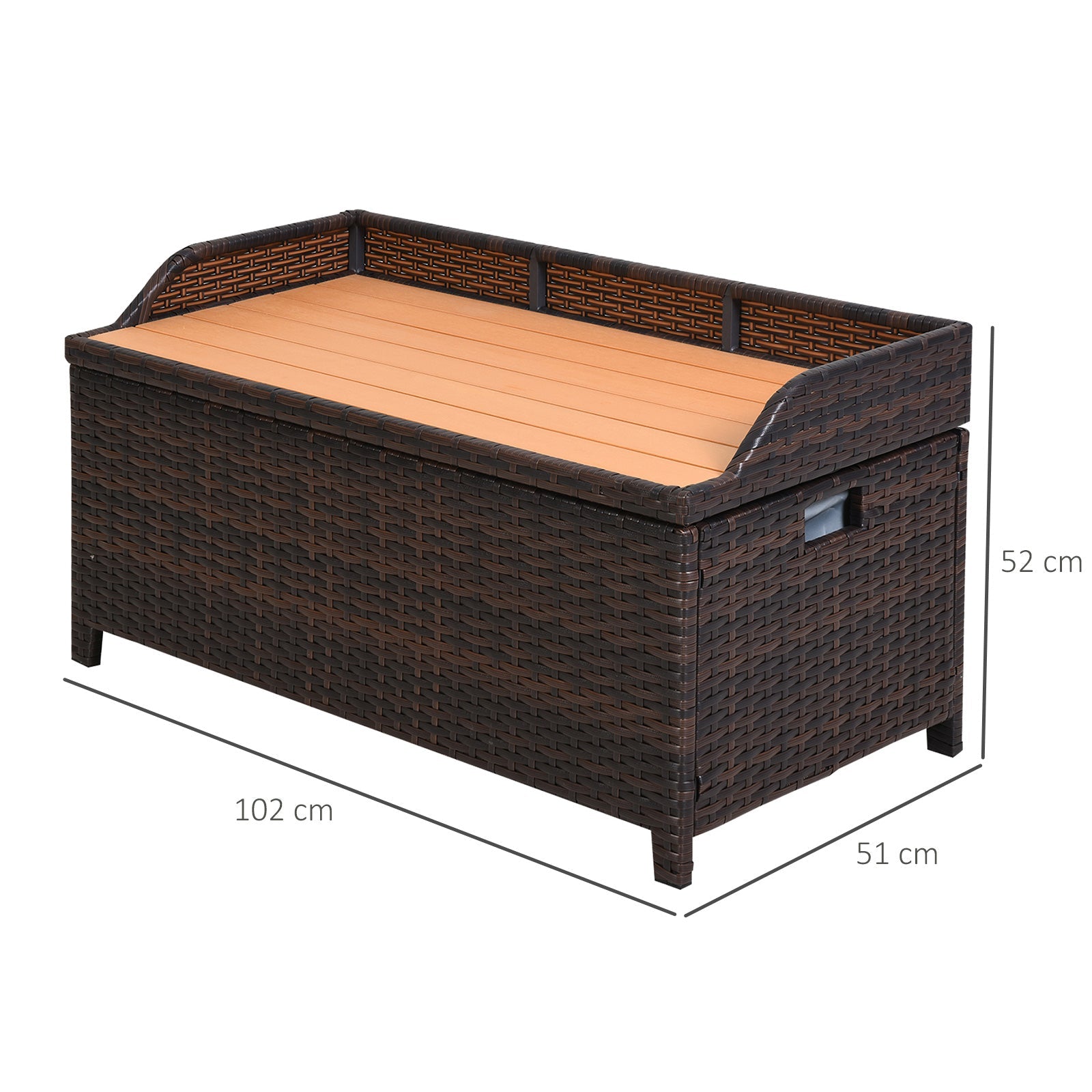 Outdoor Aluminium Lined Brown Rattan Seat & Storage Bench