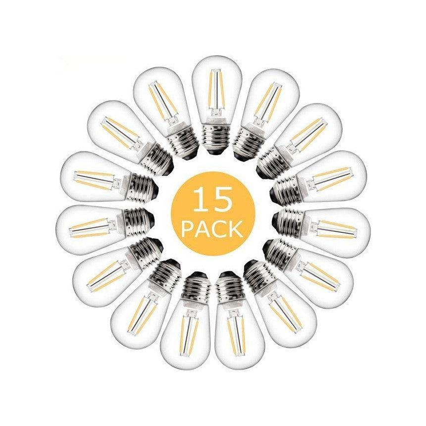 15 Pack Spare LED "Warm White" Bulbs - IP65 Heavy Duty String Lights