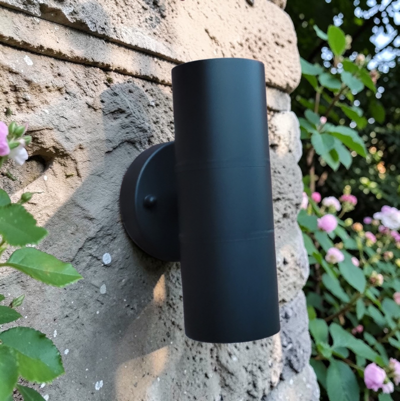 Eclipse Duo Black Outdoor Wall Mounted Up / Down LED Light Mains Wired IP65