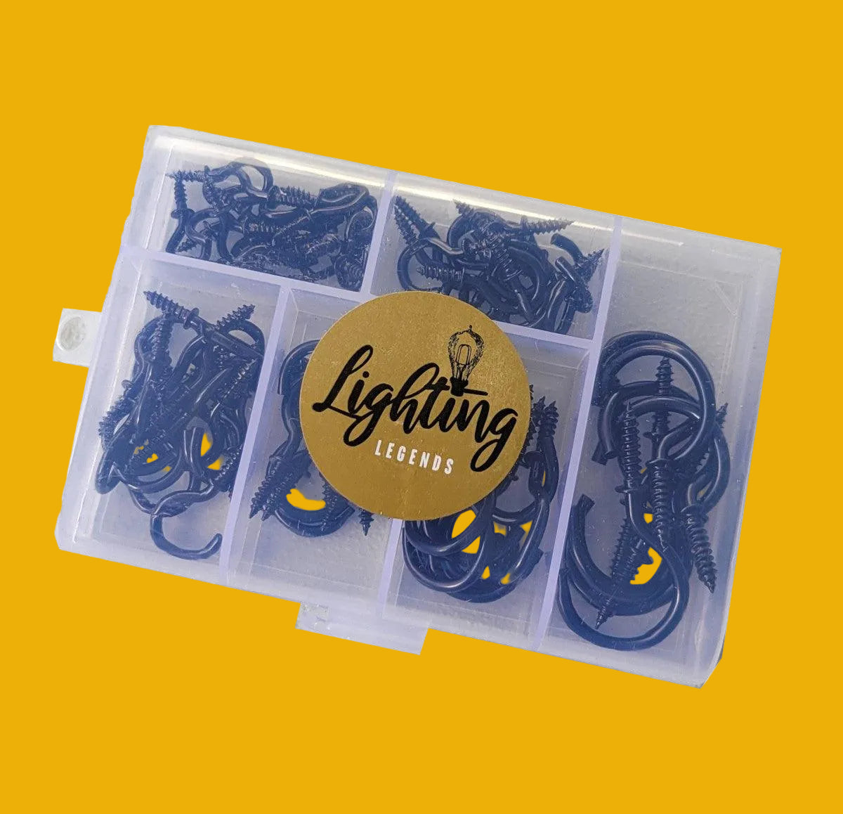 75 Pack Strong Black Screw Hooks - Ideal for String Lights - Lighting Legends