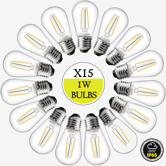 15 Pack Spare 1W LED "Warm White" Bulbs - IP65 Heavy Duty