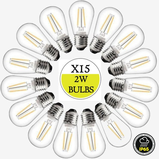15 Pack Spare 2W LED "Warm White" Bulbs - IP65 Heavy Duty