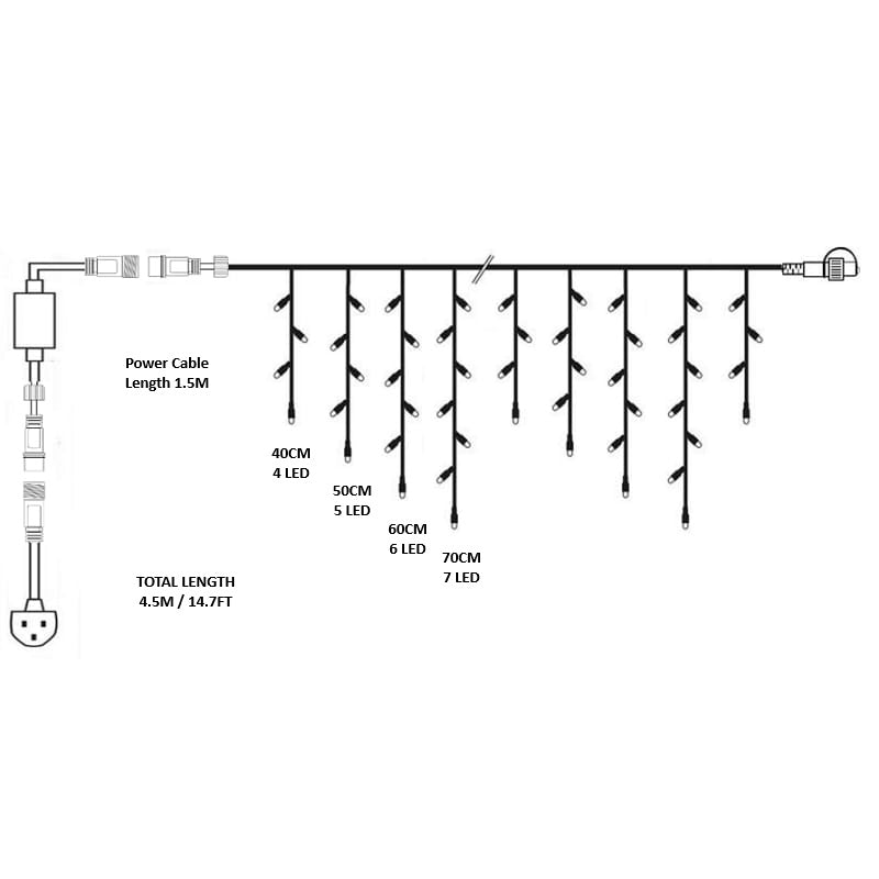 Festive Connect Icicle Outdoor LED Waterproof Warm White Lights