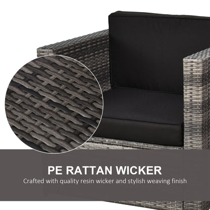 Modern Rattan Bistro Set with Cushioned Chairs & Table