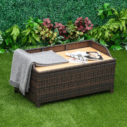 Outdoor Aluminium Lined Brown Rattan Seat & Storage Bench