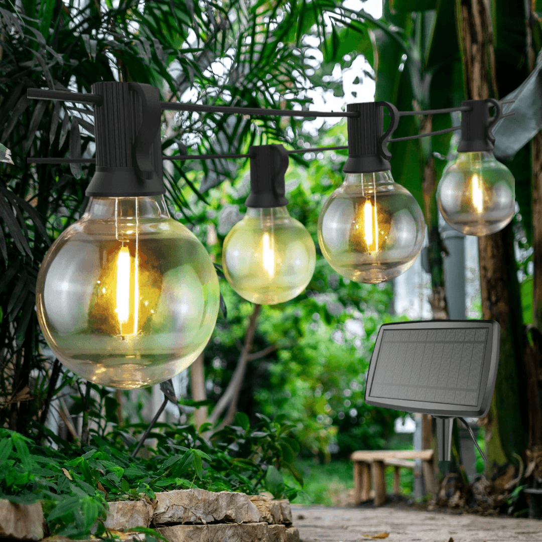 7.6M / 25FT LED Solar / USB Dual Power "Festoon" Globe String Lights - Lighting Legends