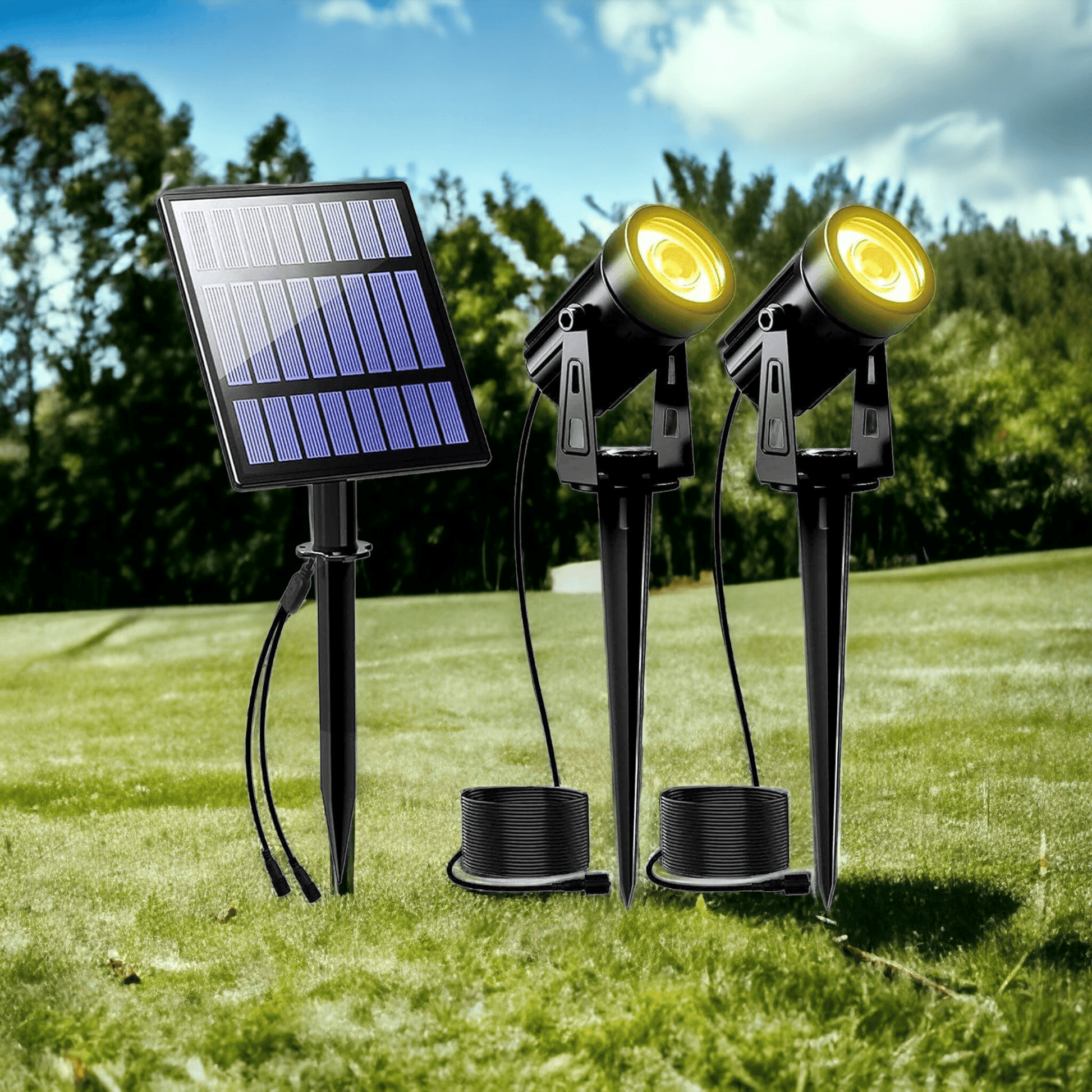 SuperLuxe 2 in 1 Solar LED Garden Spotlights - Warm White - Lighting Legends