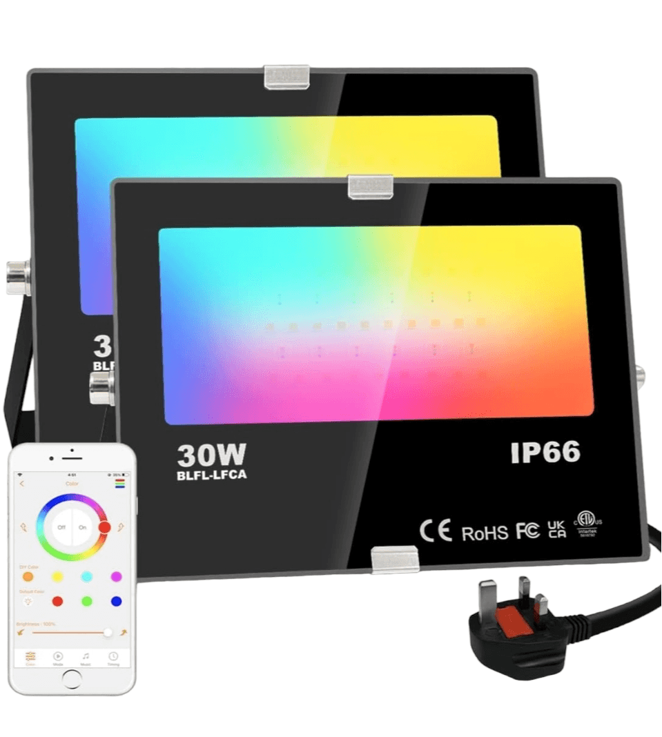 Ultimate Smart Bluetooth LED Outdoor IP66 Mains Powered Floodlight RGB + Warm White - Lighting Legends