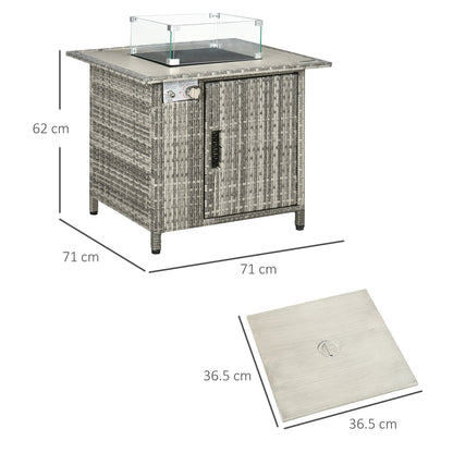 Grey Outdoor Stylish Rattan Gas Powered Fire Pit Table