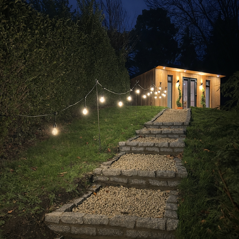 1.24m / 124cm Black Solid Metal Festoon Pole / Shepherds Hook