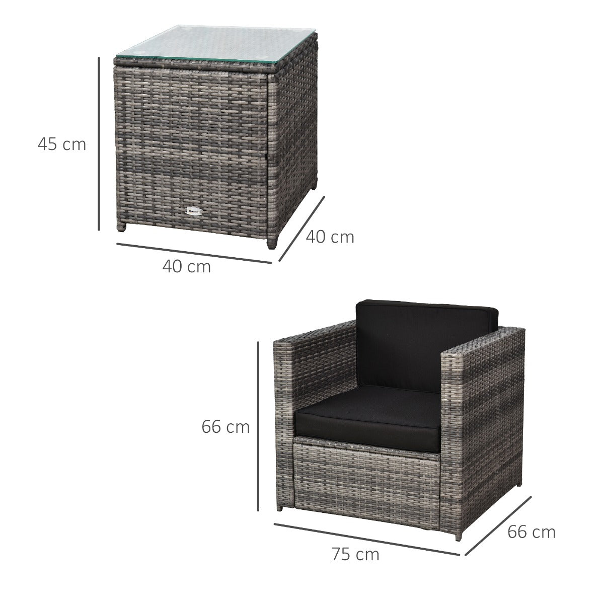 Modern Rattan Bistro Set with Cushioned Chairs & Table