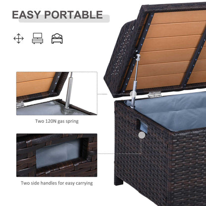 Outdoor Aluminium Lined Brown Rattan Seat & Storage Bench