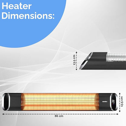 Wall Mounted 2000W Infrared Outdoor Remote Controlled Patio Heater