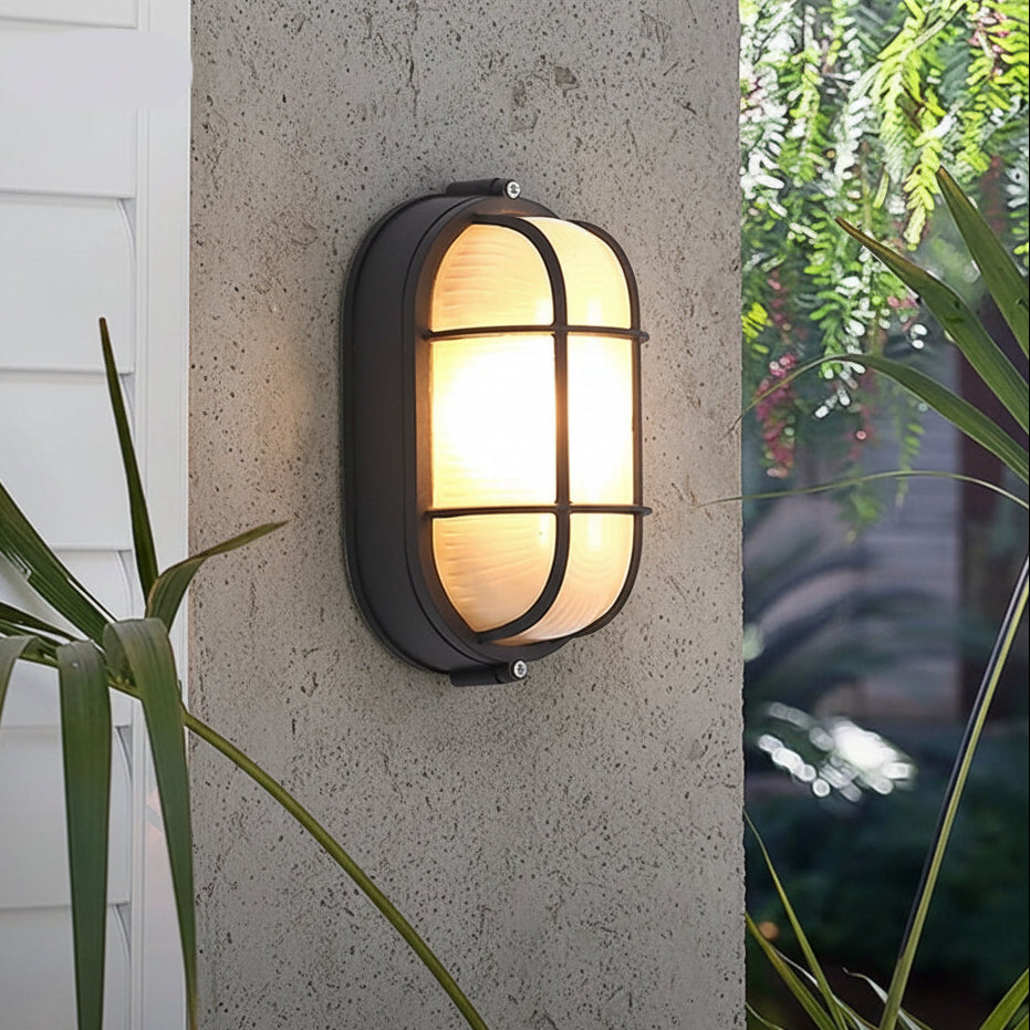 Oval Grille 7W Outdoor LED Wall / Security Light Bright White