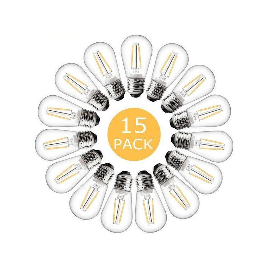 15 Pack Spare LED "Warm White" Bulbs - IP65 Heavy Duty String Lights - Lighting Legends