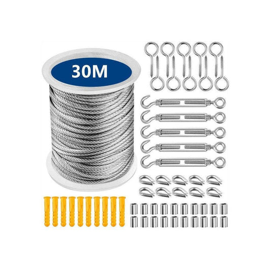 30M Guide Wire PVC Coated Stainless Steel Heavy Duty Hanging Kit - Lighting Legends