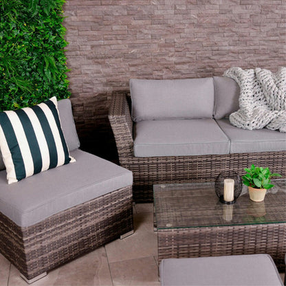6 Seater Outdoor Grey Rattan Garden Furniture Set with Table