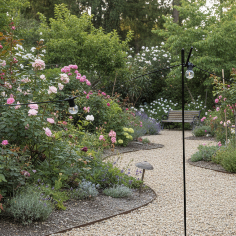 1.24m / 124cm Black Solid Metal Festoon Pole / Shepherds Hook - Lighting Legends