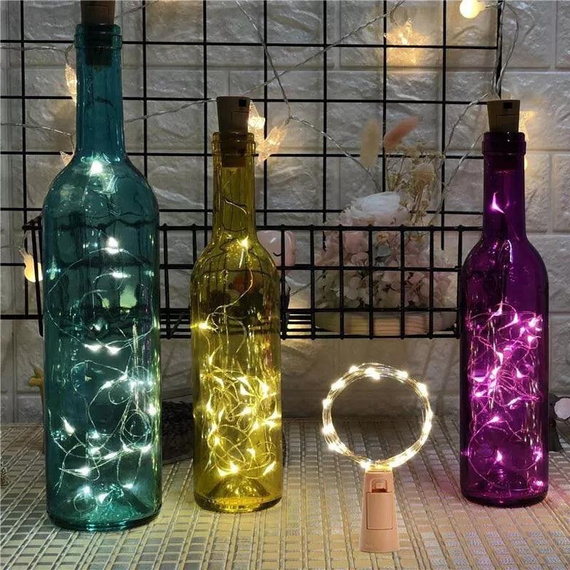 20 LED "Warm White" Cork Bottle String Lights - Pack of 5 - Lighting Legends