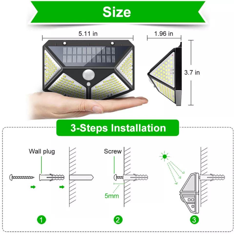 "Super Bright" 100 LED PIR Solar Motion Security Lights - Lighting Legends