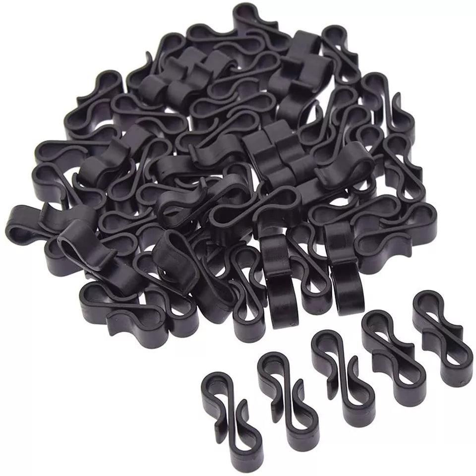 String Line Clips 20 x Black Guttering Hanging Clips / S Clips for String Lights ...