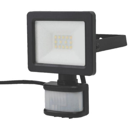 Outdoor 10W LED Mains Wired Floodlight / Spotlight Motion Sensor PIR Black - Lighting Legends