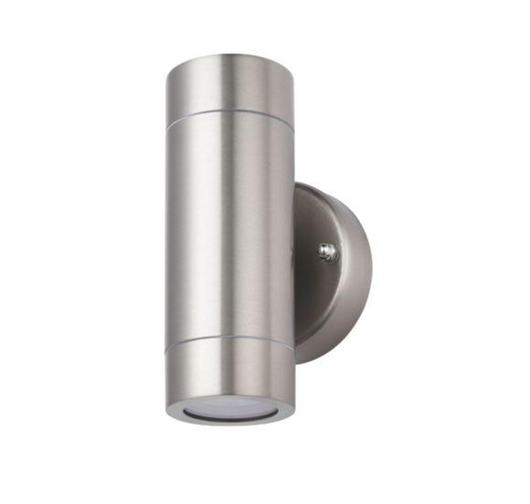 Silver Single Outdoor Wall Mounted Stainless Steel Up & Down LED Light - Lighting Legends