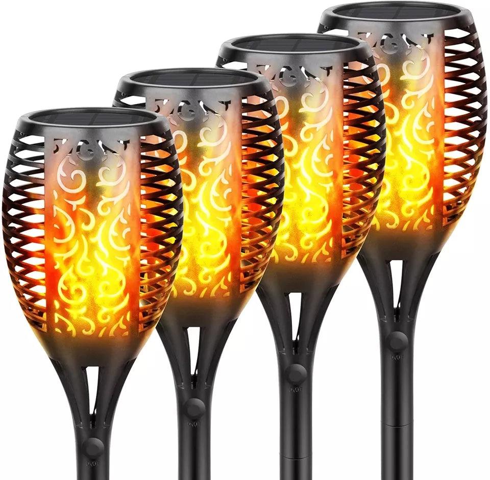 96 LED Solar Flickering Flame Torch Stake Lights - Lighting Legends