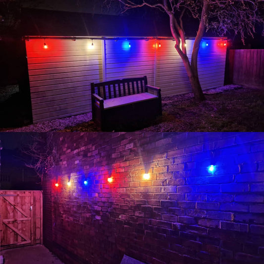 10 Pack LED Kings Coronation Red & Blue Celebration Outdoor Multi-Colour / Colour Bulbs - Lighting Legends