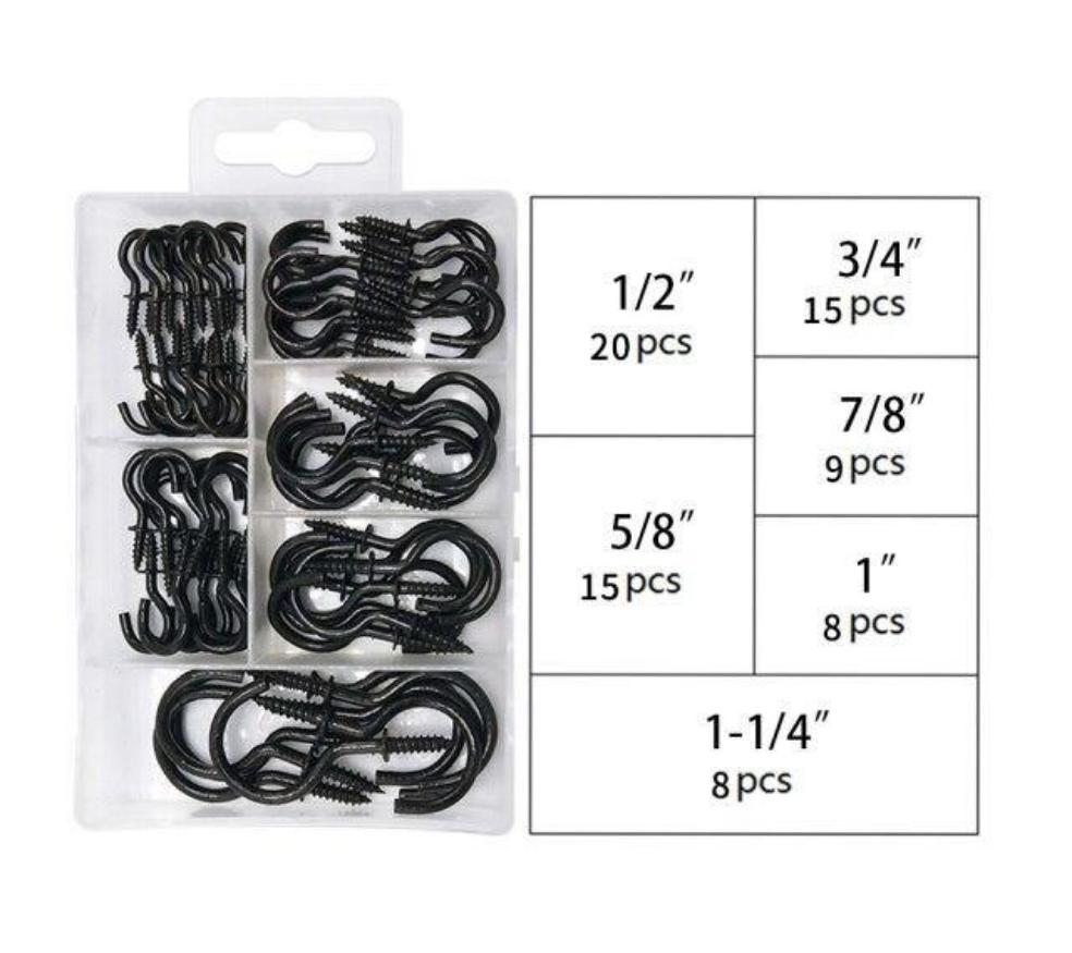 75 Pack Strong Black Screw Hooks - Ideal for String Lights - Lighting Legends