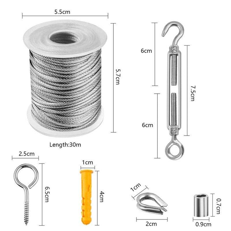 30M Heavy Duty Guide Wire PVC Coated Stainless Steel Hanging Kit - Lighting Legends