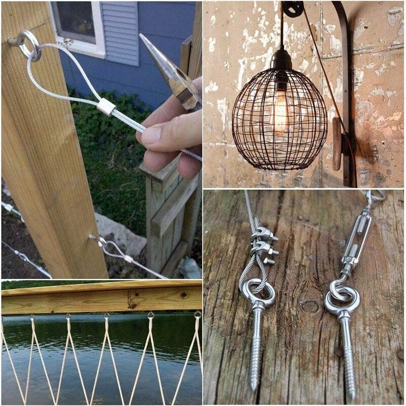 Litcher Globe String Light Suspension Kit, Outdoor Light Guide Wire, Vinyl  Coated Stainless Steel Steel Cable，Include 150fts Transparent PVC and 304